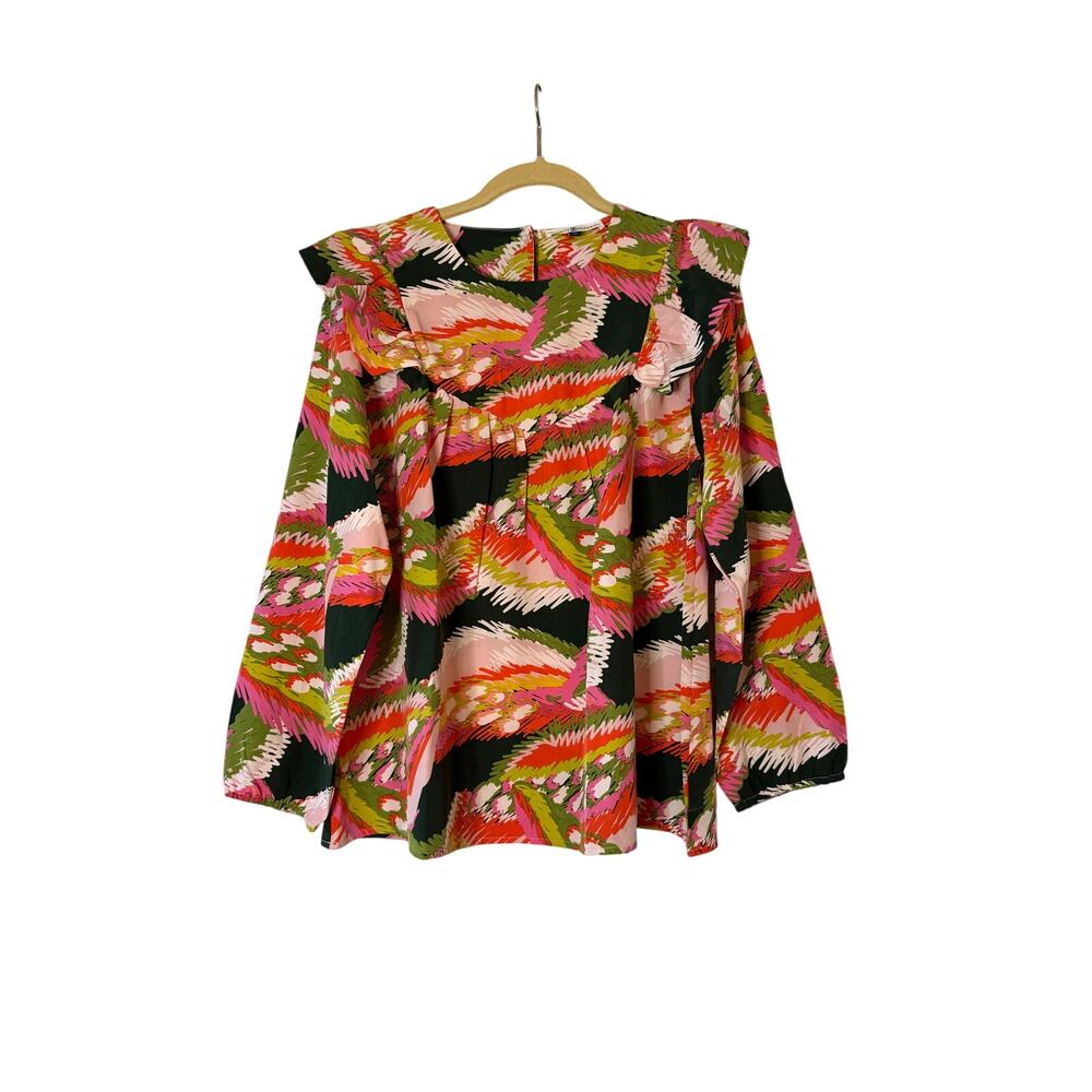 Michelle McDowell Pink Green Long Sleeve Sz M